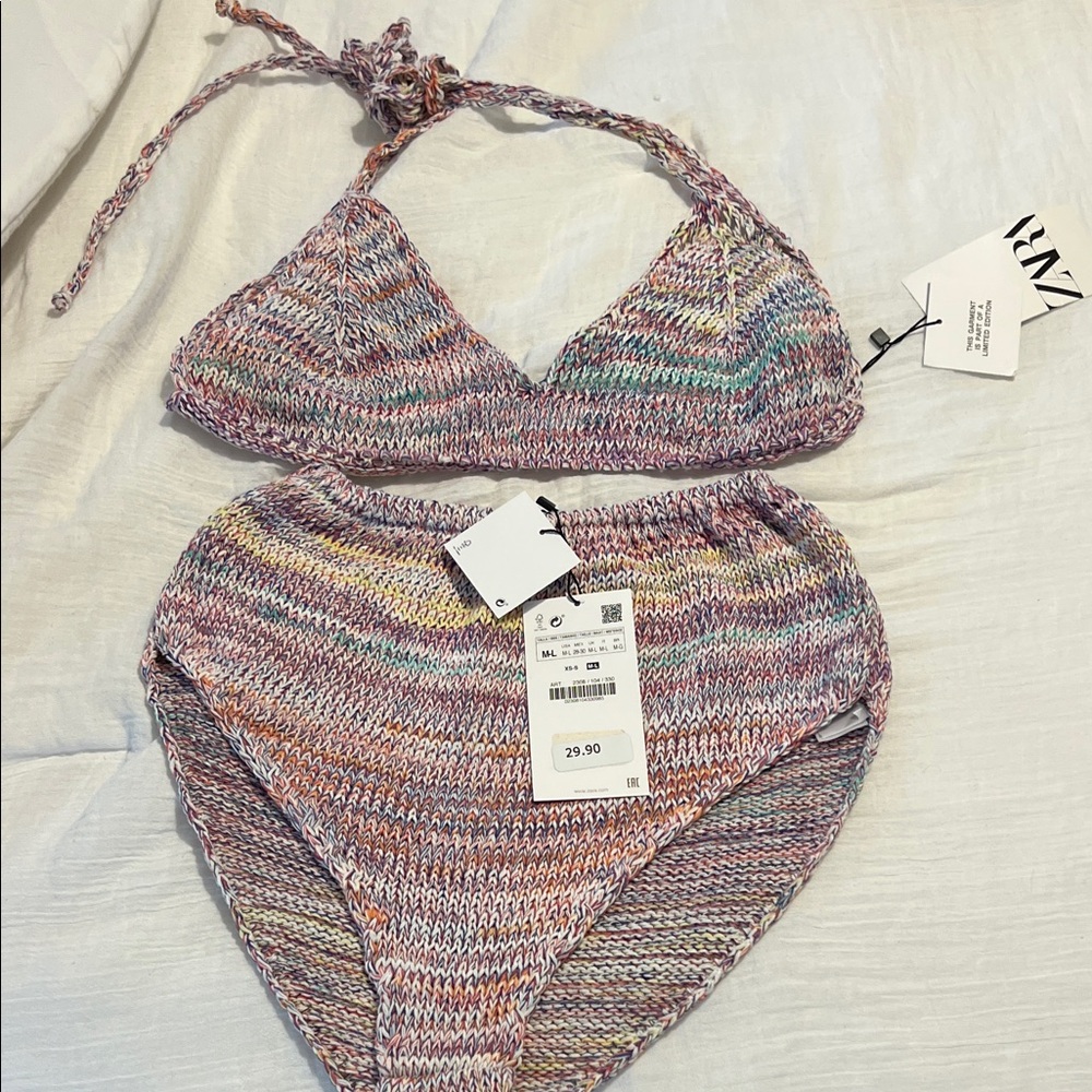 Zara Multicolor Knit Bikini Set